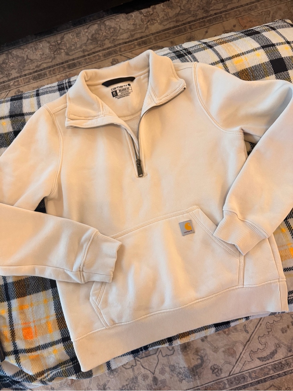 Carhartt Cream Quarter-Zip Pullover Sweatshirt